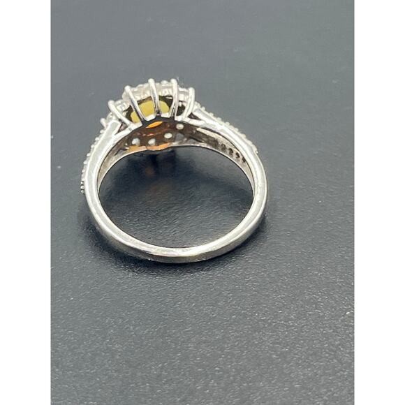 Sterling Silver Natural Opal Vibrant Colors Fire Halo CZ Split-shank Ring 7.5 - Picture 10 of 11